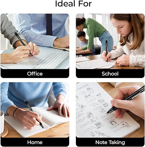 Miniatura 6 de M&G 5 bolígrafos de gel retráctiles de tinta negra de 0.020 in, bolígrafos de punta fina, bolígrafos de tinta de gel de secado rápido con tinta de