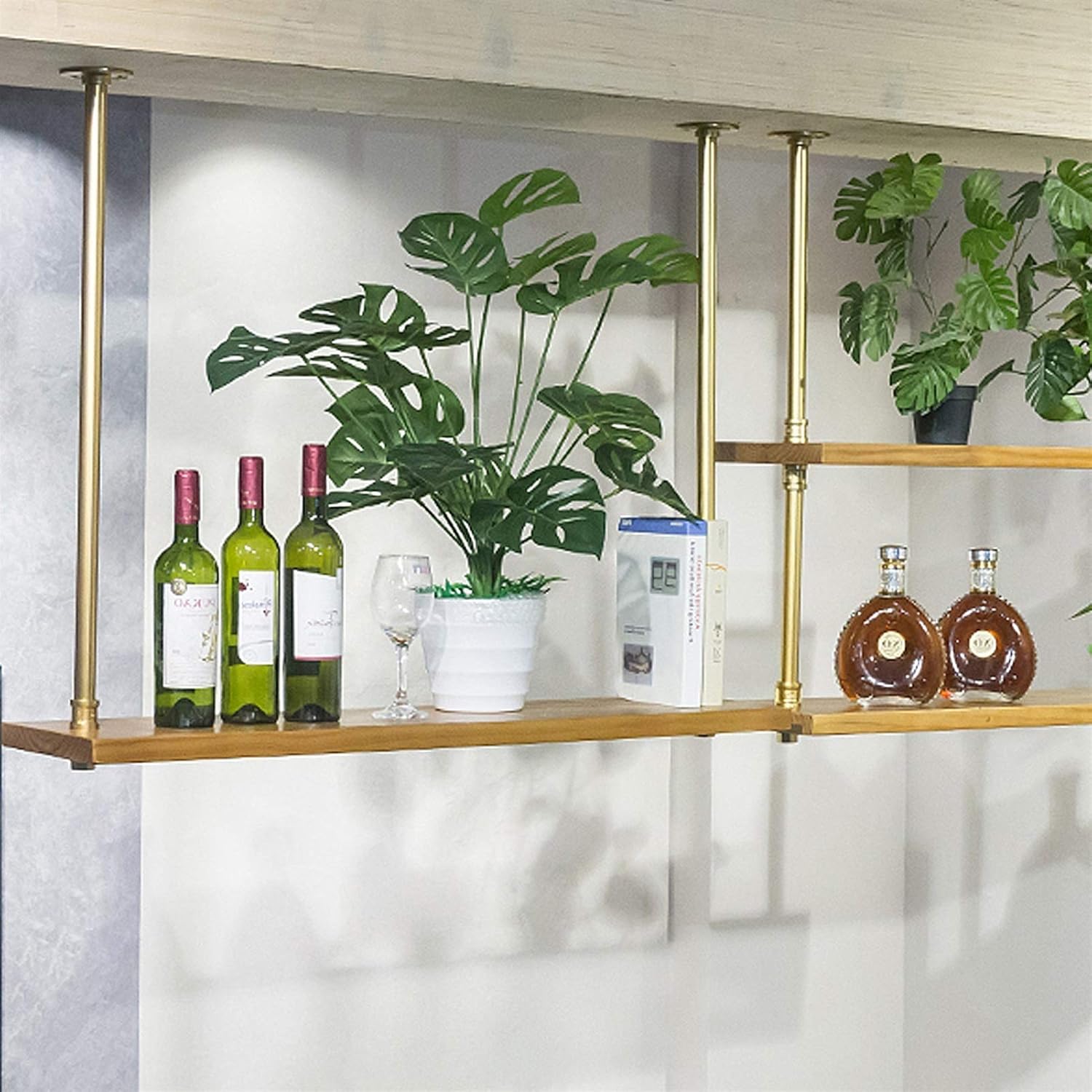 Ceiling Shelf Ceiling Shelf Brackets Ceiling Wine Rack，Single Layer Hanging Wine Glass Racks，for Bars/restaurants/kitchens，Perforated Installation，4 Sizes (Size : 80 * 25 * 50cm)