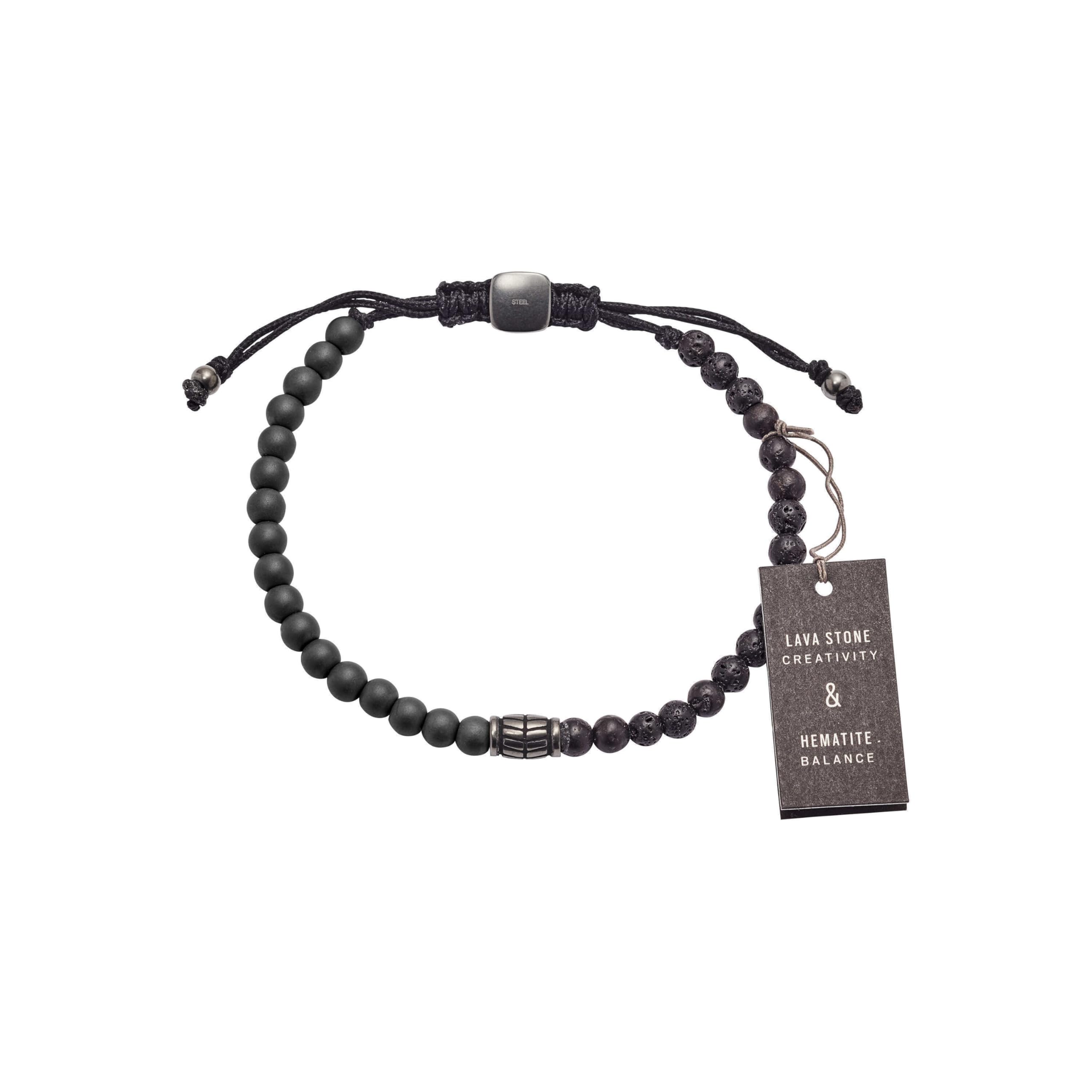 Fossil Vintage Casual Herren Halbedelstein- oder Edelstahlarmband mit Schieberverschluss