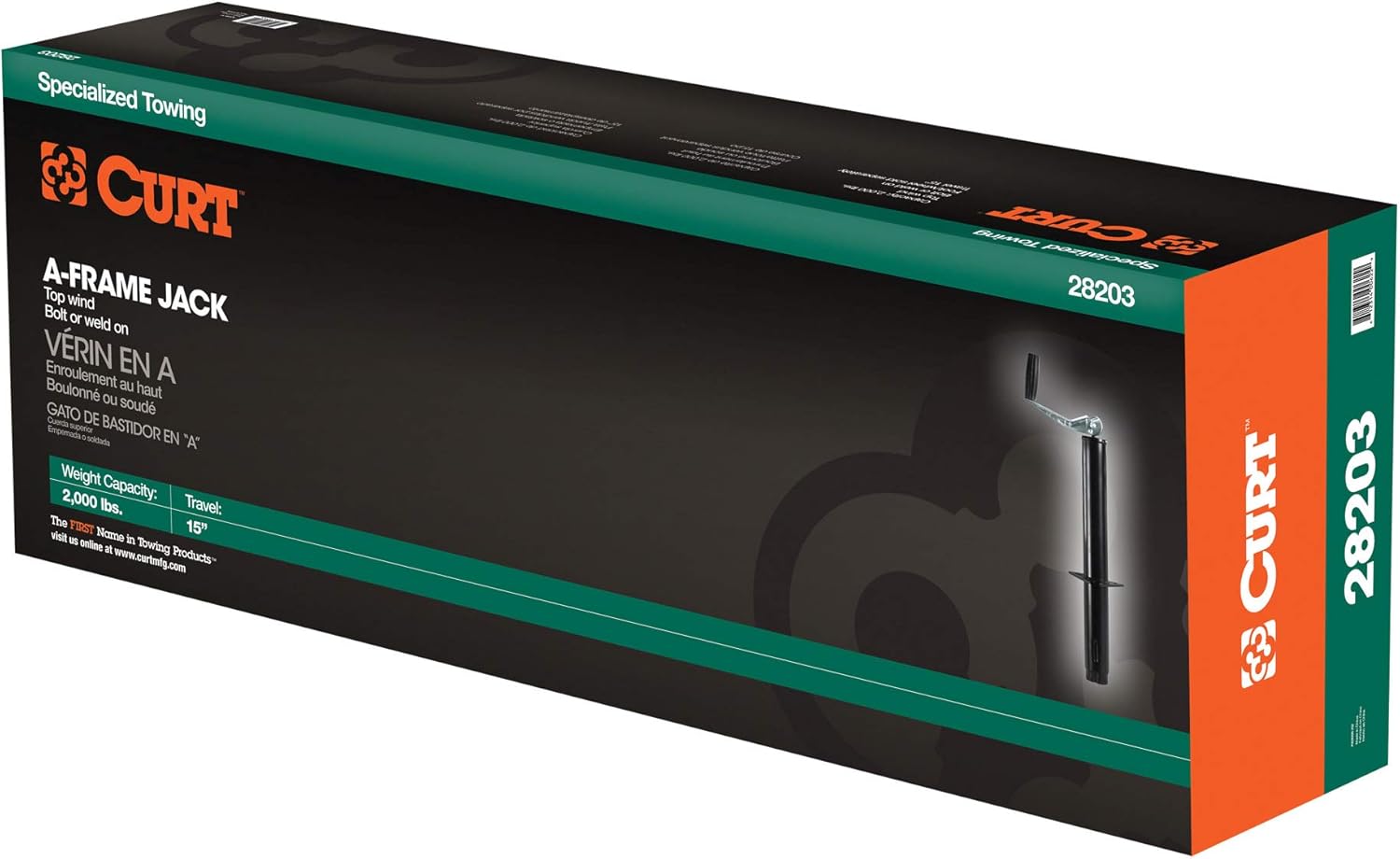 Product Deal CURT 28203 A-Frame Trailer Jack, 2,000 lbs, 14-3/4 Inches Vertical Travel