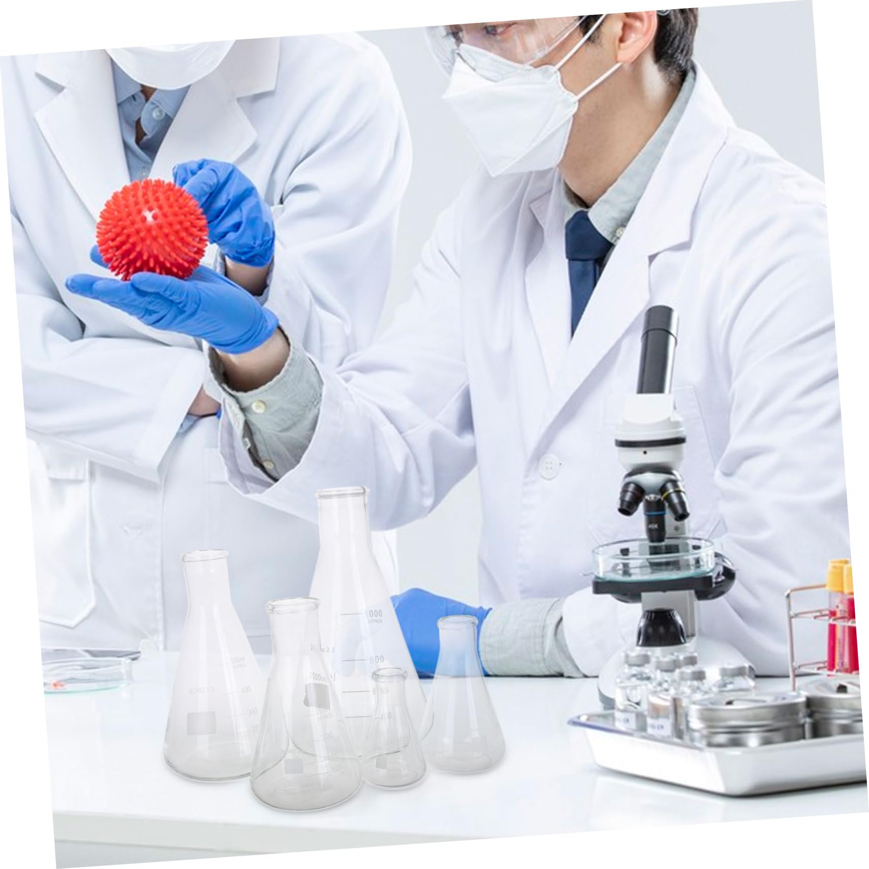 Amosfun 5piezas Vaso Medidor De Borosilicato Matraces Erlenmeyer Resistente Al Calor Para Laboratorio Accesorios Científicos