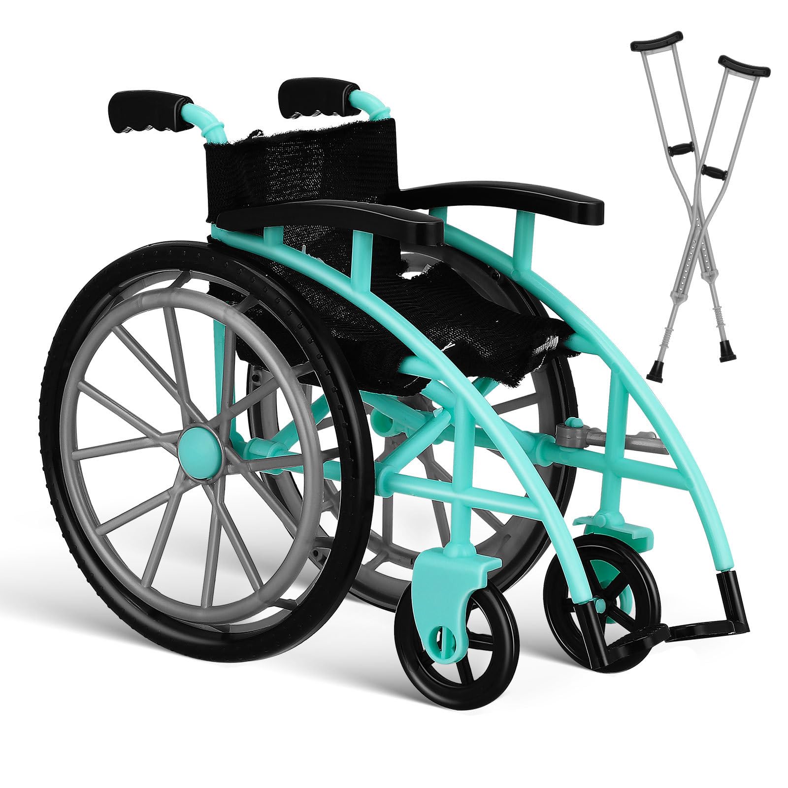 Toddmomy Doll Wheelchair & Crutches Playset - 18 Inch Doll Accessories for Pretend Play (1 Set, Mini-Sized)