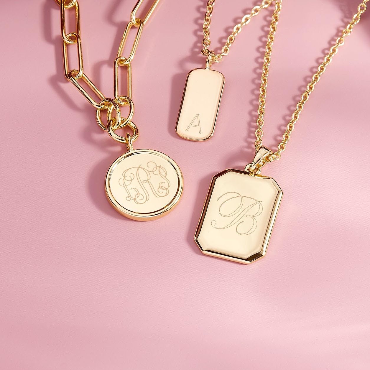 Brook & York Willow Pendant Necklace - Custom Engraved Monogram or Initial - Hypoallergenic 14K Gold or Rhodium Plated Brass -Women's Necklaces - Personalized - Everyday Jewelry - Gifts for Mom