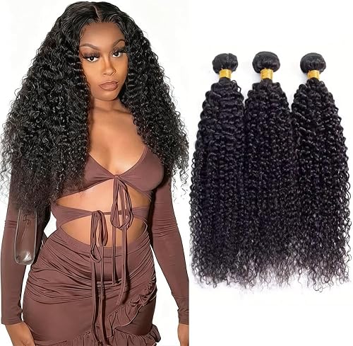 Curly Hair Extensions Kinky Curly Bundles Human Hair 22 24 26 Inch Natural Black