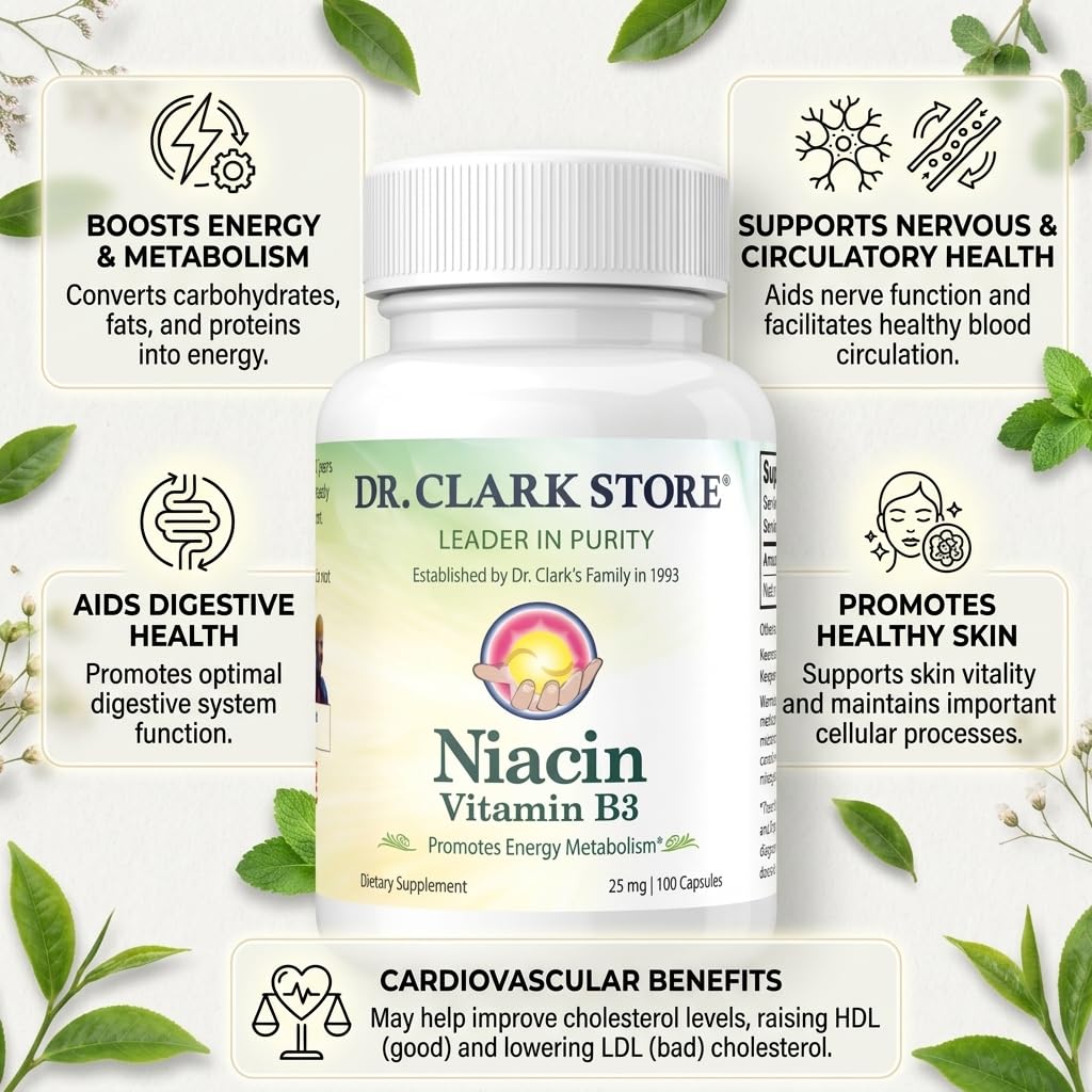 Dr Clark Store Niacin Supplement (Vitamin B3), 500mg, 100 Gelatin Capsules — Amazon image 4