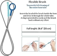 Vista 3 de Kit de limpieza de vejiga de hidratación, juego de limpiador de vejigas de agua con cepillo largo flexible para manguera, válvula de mordida pequeña