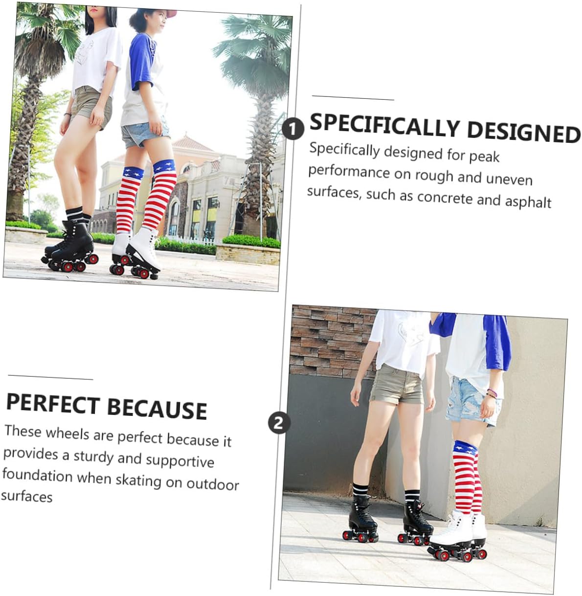 Luxshiny Double Row Roller Skates Wheels 95a Pu Wear-resistant Replacement Set with Wrench 8pcs Skating Accessories for Outdoor and Indoor Use