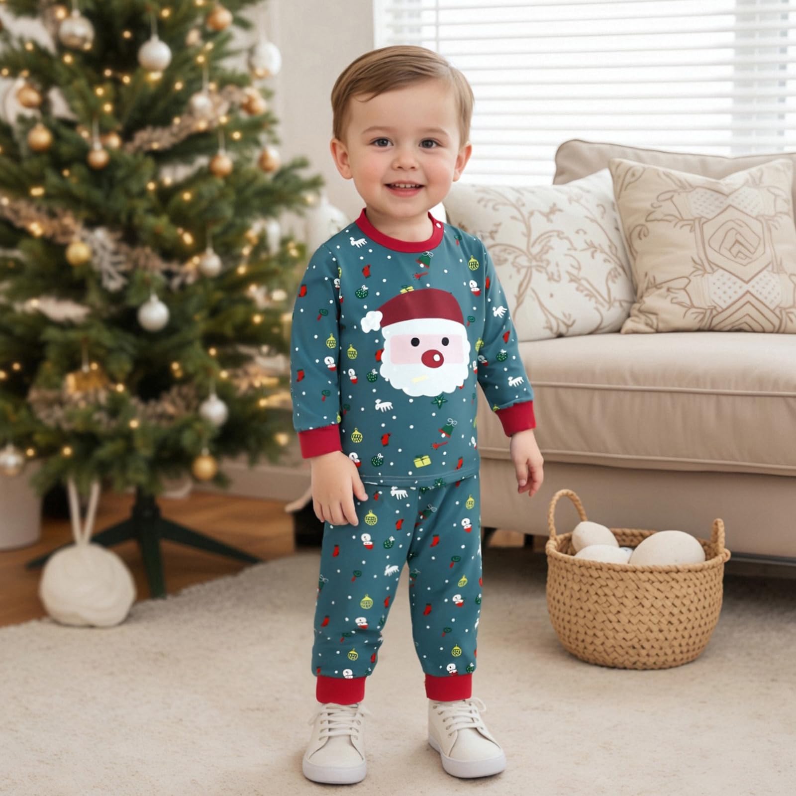 Babykleidung Baby Jungen Weihnachten Weihnachtsmann Druck Kleidung Set Langarm Sweatshirt + Hose Outfit Kleinkinder Winter Kleidung