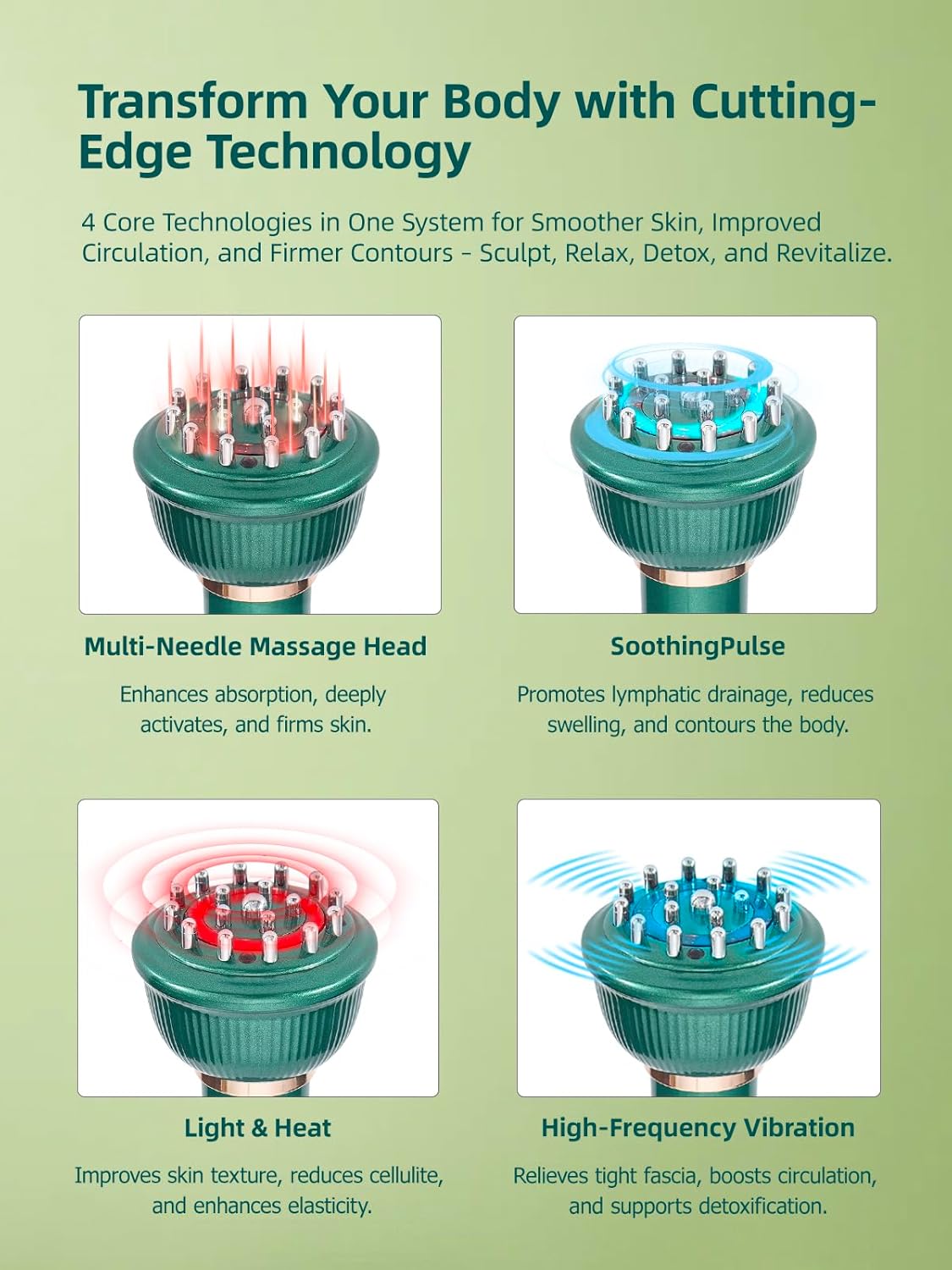 DiDEER Lymphatic Drainage Massager & Anti Cellulite Massage Tool, for Legs, Arms & Belly, Body,Helps Reduce Stretch Marks & Cellulite,With Microcurrent, Light Heat & Vibration - Body Sculpting Machine