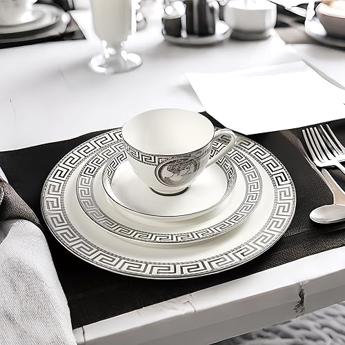 Miniatura 2 de Juego de vajilla de 16 piezas, platos redondos, resistentes a los arañazos, sin plomo, aptos para microondas, horno y lavavajillas