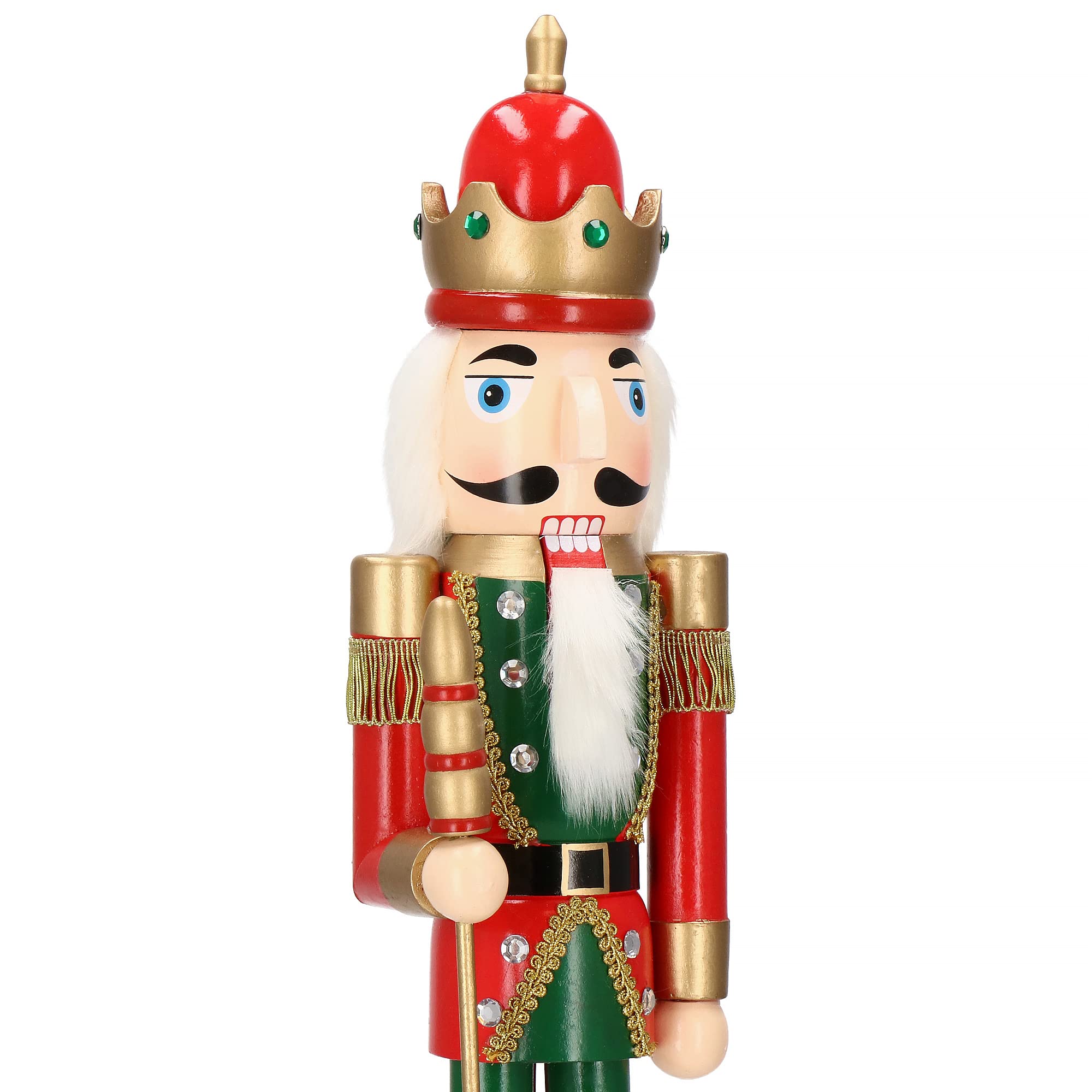 SPRINGOS Schiaccianoci statuetta in legno re con scettro 61 cm Natale decorazione natalizia