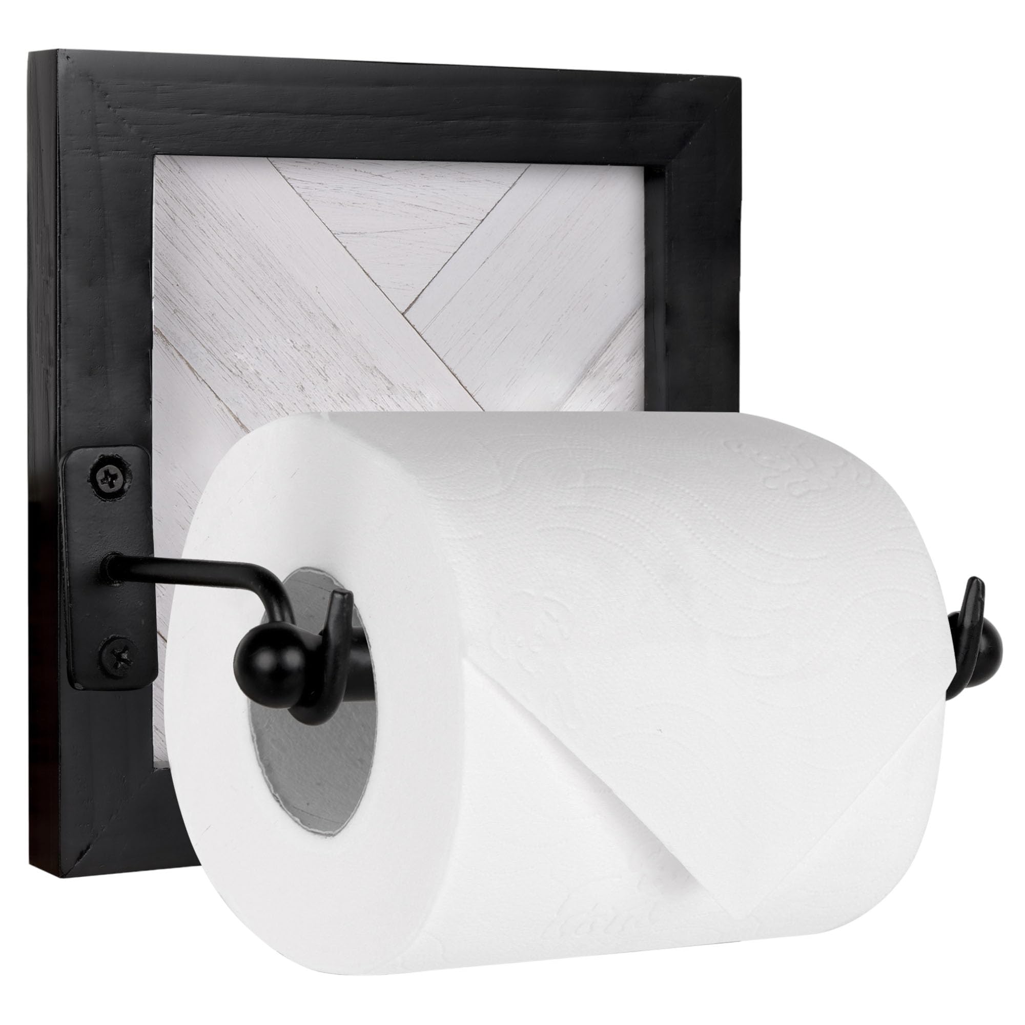 Autumn Alley Black And White Modern Farmhouse Toilet Paper Holder With Unique Shiplap Motif – Handcrafted Wood Toilet Paper Dispenser – Classy Wall Mount – Shabby Chic Rustic Farmhouse Bathroom Décor
