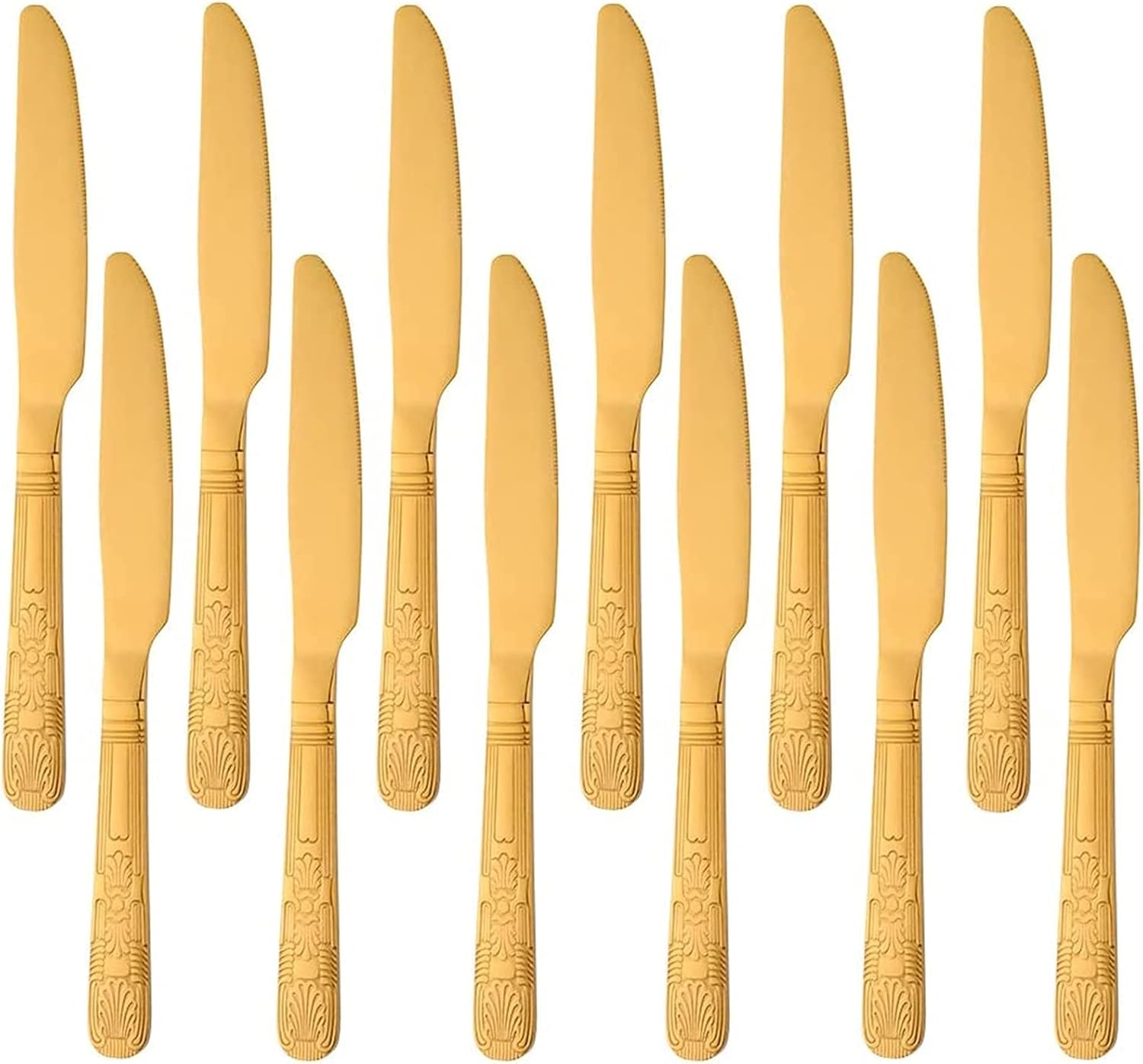 12-Piece Dessert Spoons Gold Stainless Steel Utensil Kit for Home Kitchen and Restaurant Dishwasher Safe (Color : Gold S : 12 Round Bouillon Spoons) (Silver 12 Dessert Spoons)