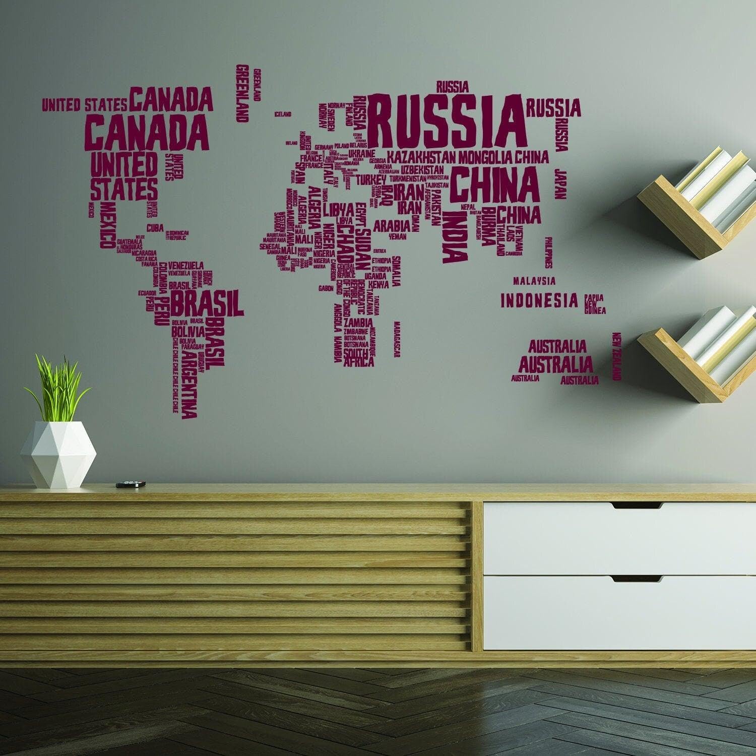 Naklejka ścienna z mapą świata – duża winylowa naklejka wielkiego globusu podróżnego do sypialni salonu dekoracja 100 x 26 cm