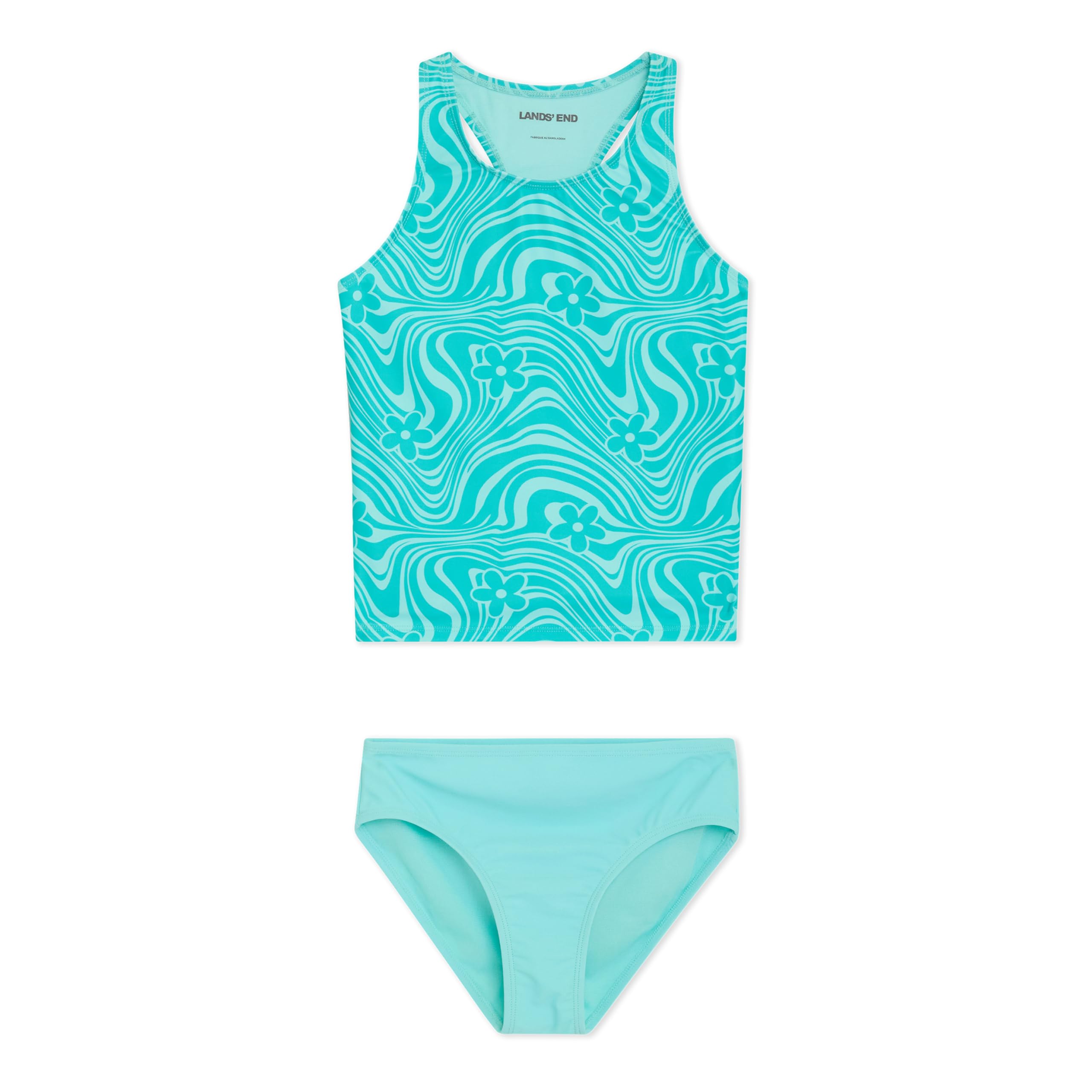 Lands' End Girls' UPF 50+ Swim Bikini Bottom and Racerback Tankini Set