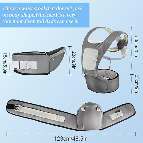 Miniatura 7 de Portabebés con asiento de cadera, acogedor y ligero 2 en 1, portabebés para recién nacidos hasta niños pequeños con correas cruzadas en forma de X y