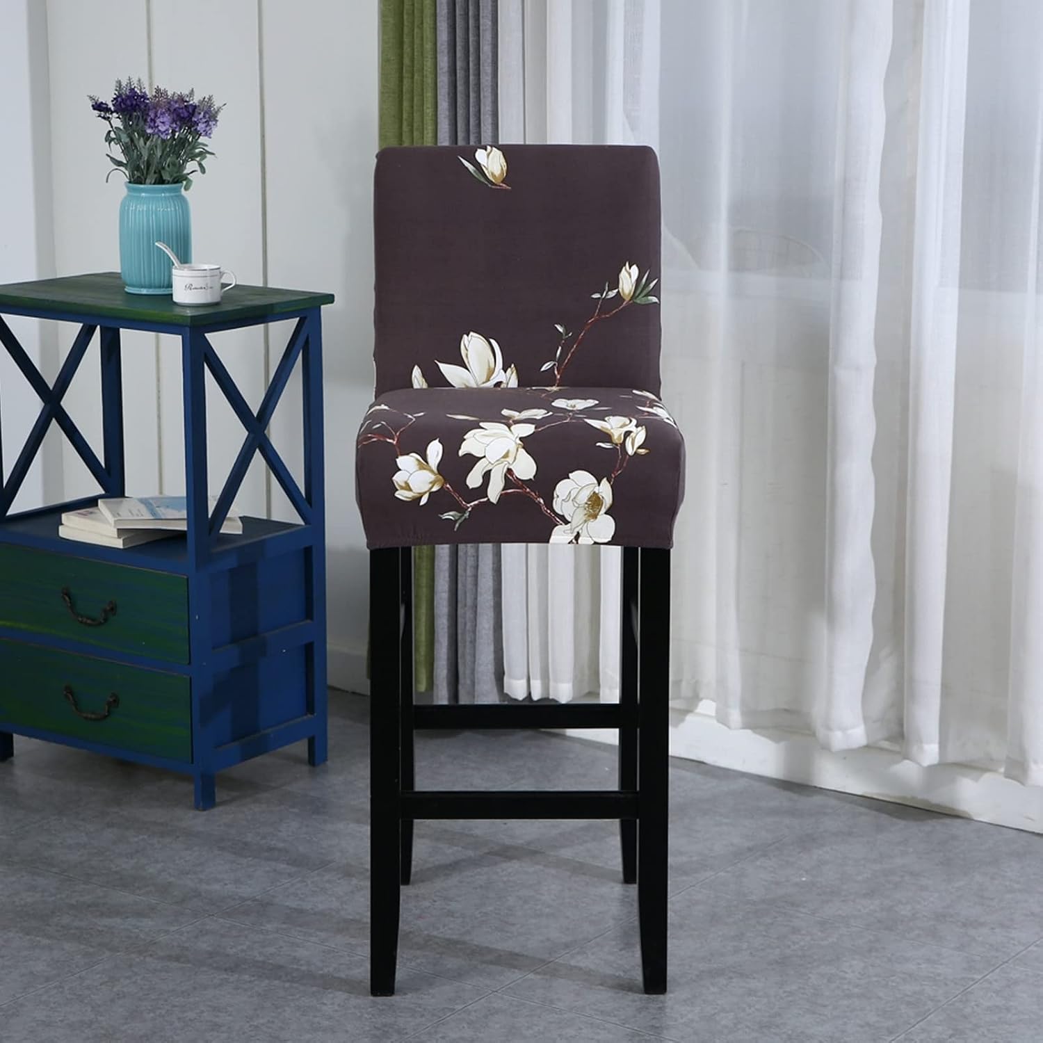 Stretch Bar Stool Covers Set of 4,Pub Chair Slipcover Counter Height Chairs Covers Counter Stool Cover for Back Chair bar Stool Chair Kitchen Dining Room Cafe Furniture,17