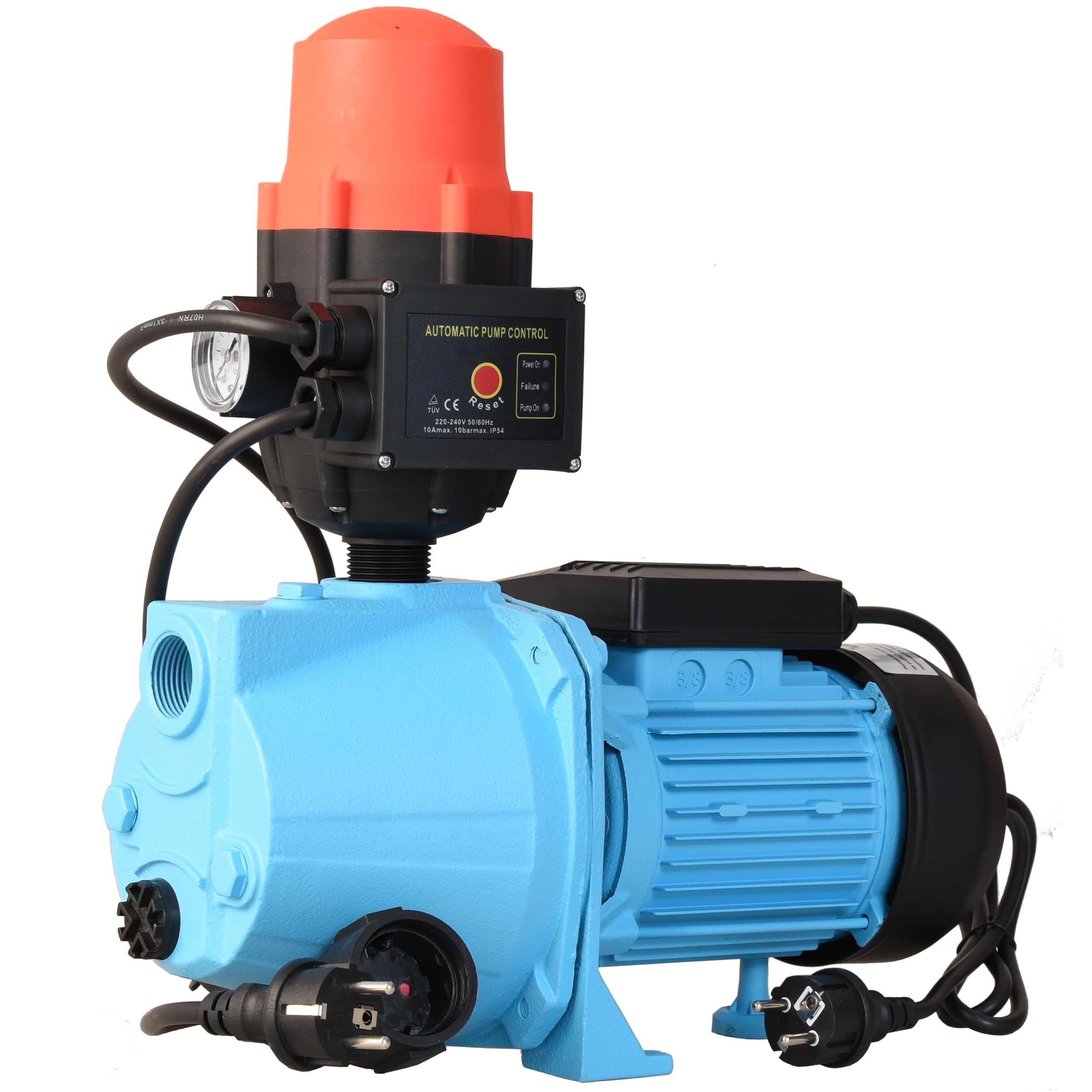 Pompe d’arrosage SET 100S (1100 W, 3600 l/h, pression 5 bar) - Pressostat CSK 21 Automatique Inclus - Commande de Pompe - Marche/Arrêt automatiques - pour Jardin Eau Potable - Irrigation, Alimentation