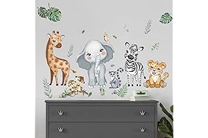 Decalmile Jungle Animals Wall Decals Elephant Giraffe Safari Wall Stickers