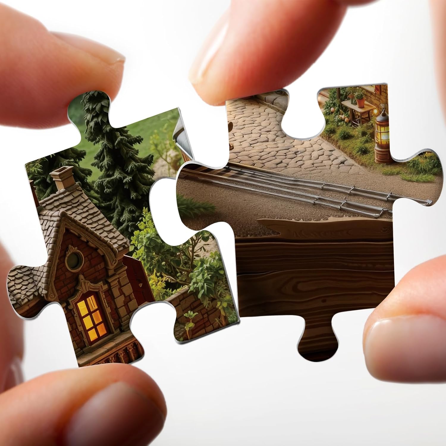 Magic Train Books Puzzles for Adults 1000 Pieces, Vintage Forest House Jigsaw Puzzle, Challenging Landscape Art Puzzles