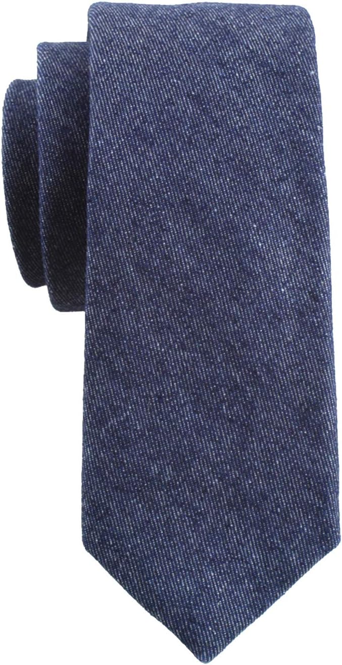 LEVAO Men's Cotton Skinny Necktie Solid Color Tie