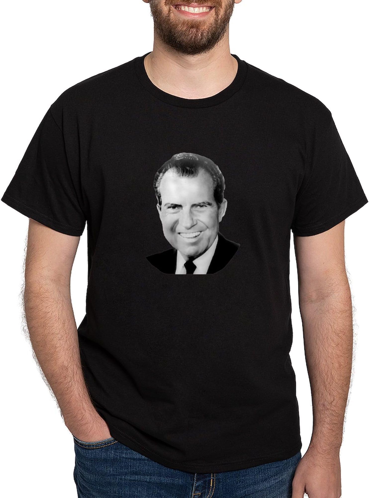 Richard Nixon Dark T Shirt Men's 100% Cotton, Classic Graphic White T-Shirt