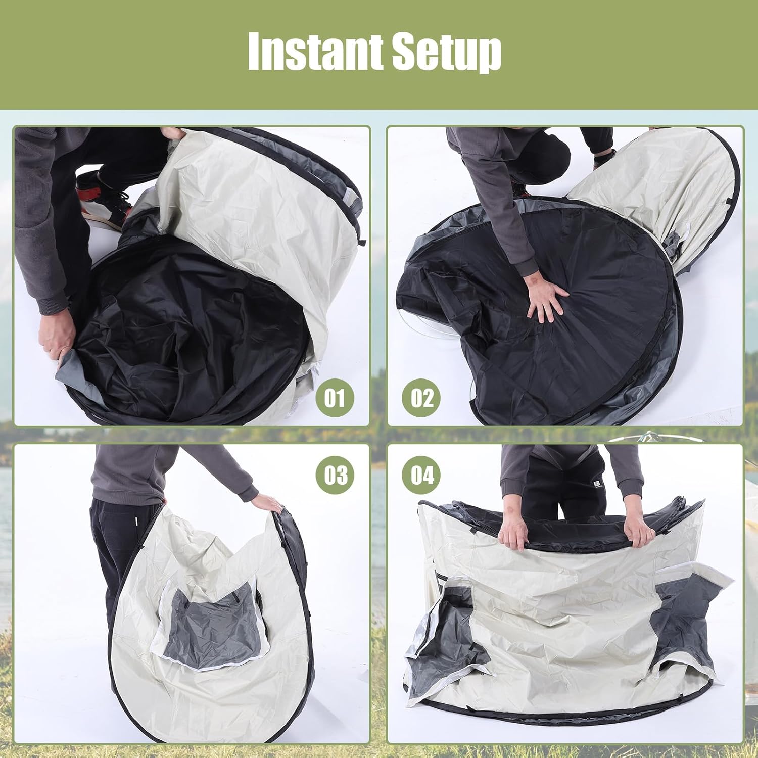 Pop-up Camping Tent, Waterproof Pop Up Tent, Outdoor Tents, Dual-Door Design, for Camping Hiking Traveling