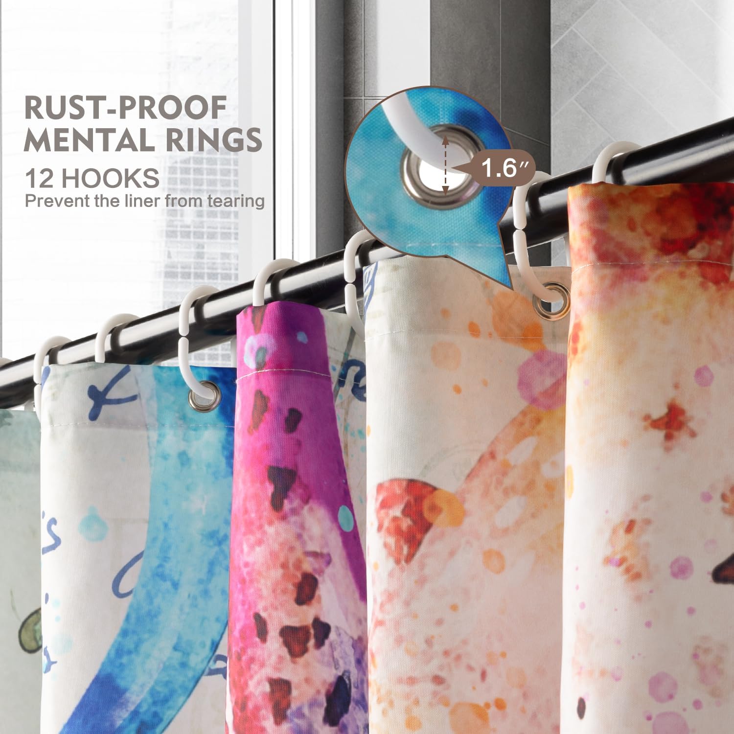 Lokigo Colorful Nautical Octopus Shower Curtain Funny Ocean Kraken Curtains for Bathroom Anchor Coastal Map Waterproof Fabric Set Cool Decor with Hooks, 72'' x