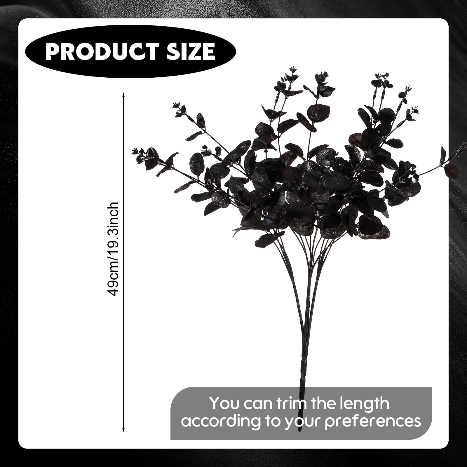 Syhood Confezione da 4 steli di eucalipto bianco e nero con 16 rami, foglie di eucalipto artificiali da 48,3 cm, decorazione di foglie di eucalipto rami bouquet finto gotico decorazione bagno per casa