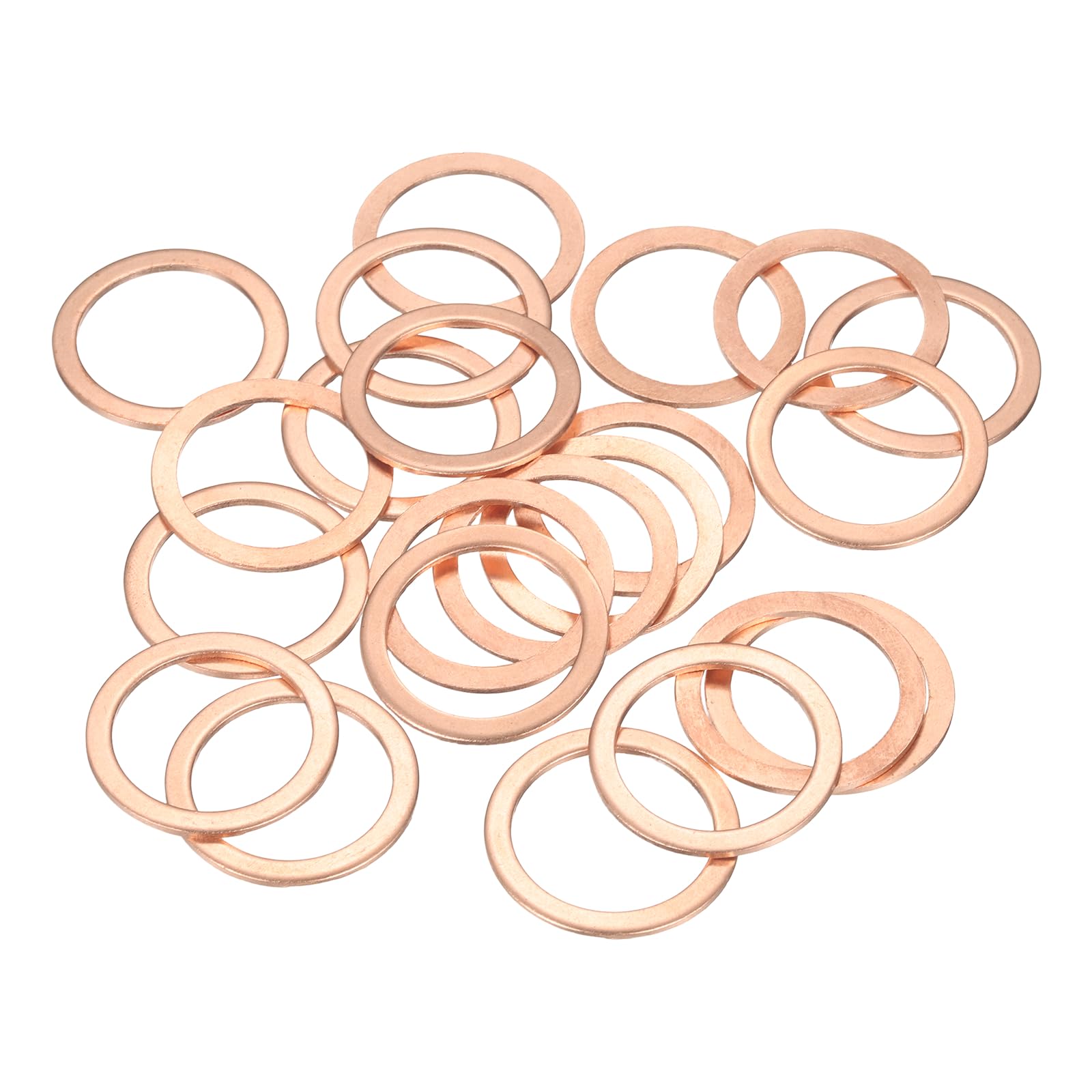 sourcing map 22 Pcs Flat Copper Washers, 28x36x1.5mm Copper Upgraded Flat Metric Sealing Crush Ring Washers for Hydraulic Fittings Screw Bolt Nut Electronic Repair