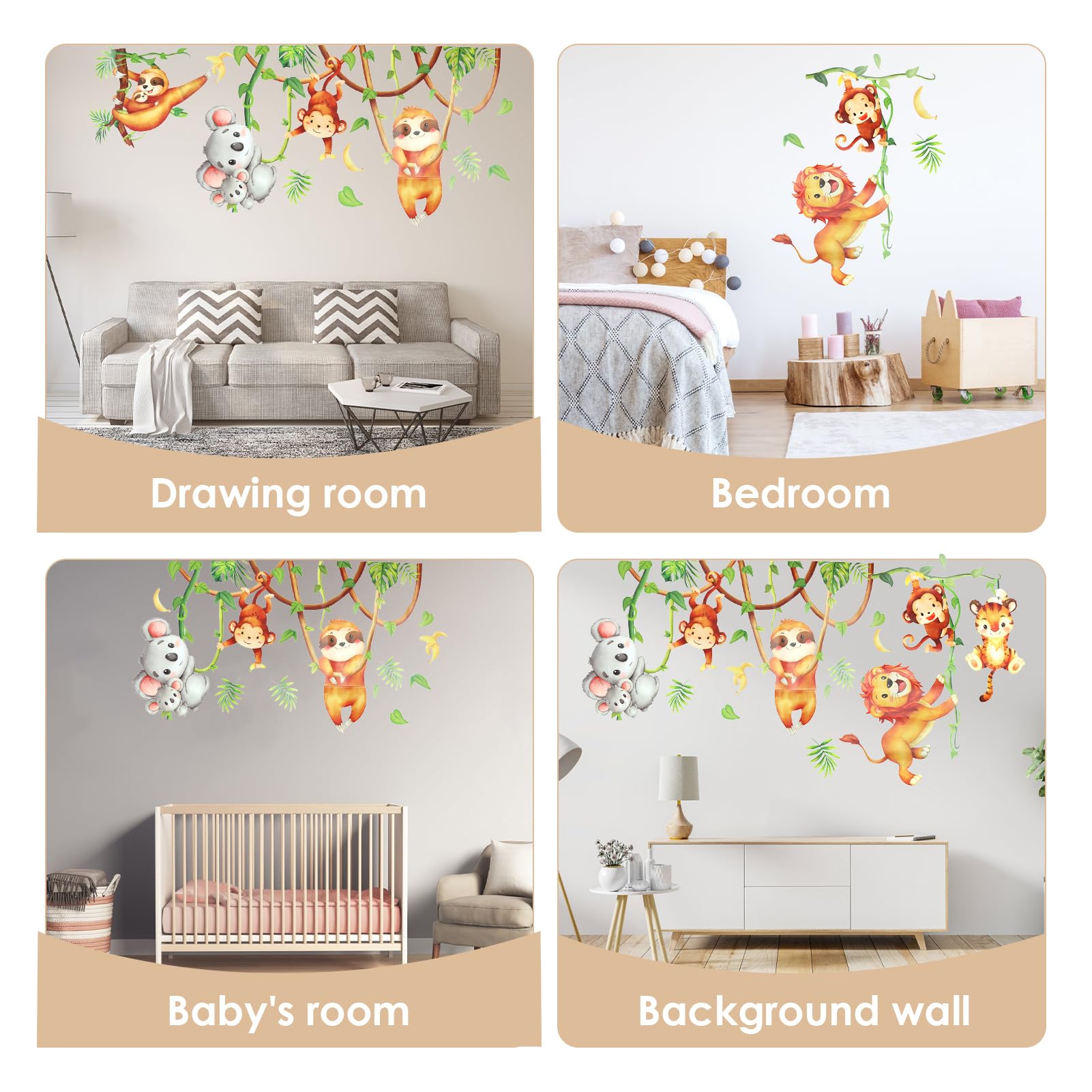 Adesivi da parete XXL animali della foresta set adesivi da parete per la cameretta dei bambini adesivi da parete per la cameretta dei bambini decorazione murale della camera da letto DK1112
