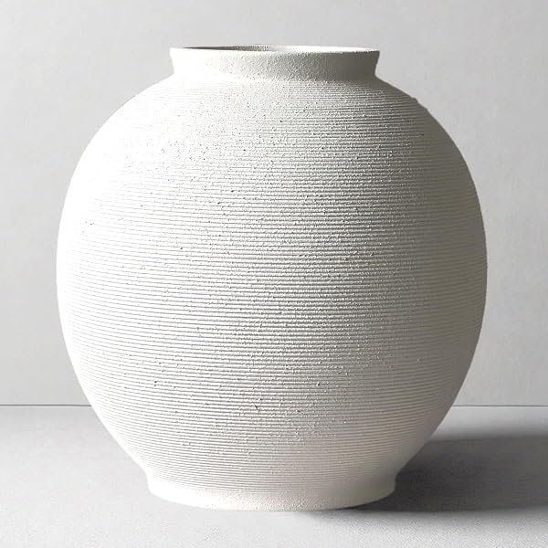 Sandstone white ceramic vase, 10.8"