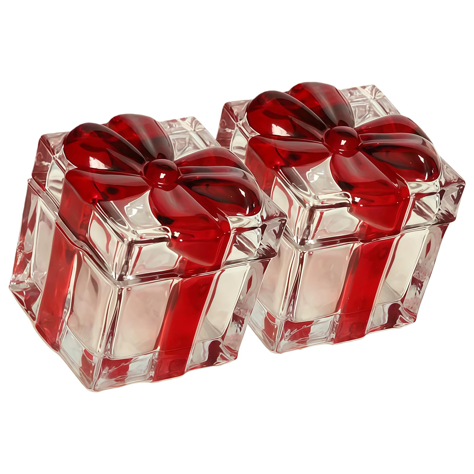 Kaeltsyn 2 Pieces Multifunctional Glass Jars for Candy Coffee Storage Transparency Sugar Container with Bowknot Lid Gift Candy Container