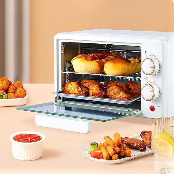 Electric Countertop Oven, 12L Convection Toaster & Cake Baker with 0-230°C Adjustable Temperature, Multifunctional Small Oven green