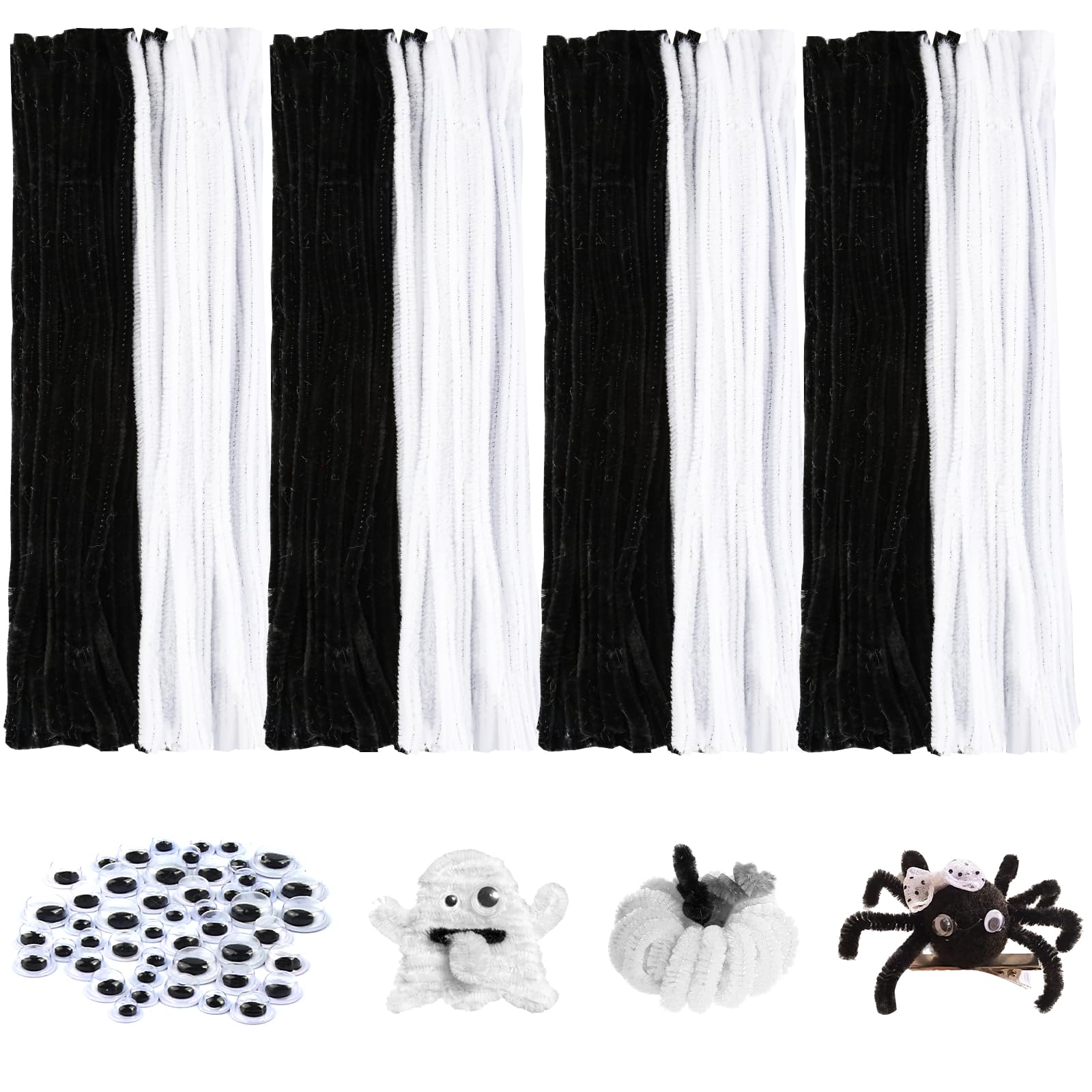 APKOL 200 Stück Pfeifenputzer Schwarz - 30cm Chenilledraht Zum Basteln