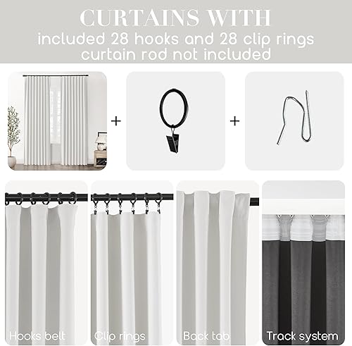 Miniatura 4 de SHINELAND Cortinas opacas de 102 pulgadas para sala de estar, cortinas opacas con pestaña trasera de 102 pulgadas de largo para dormitorio,