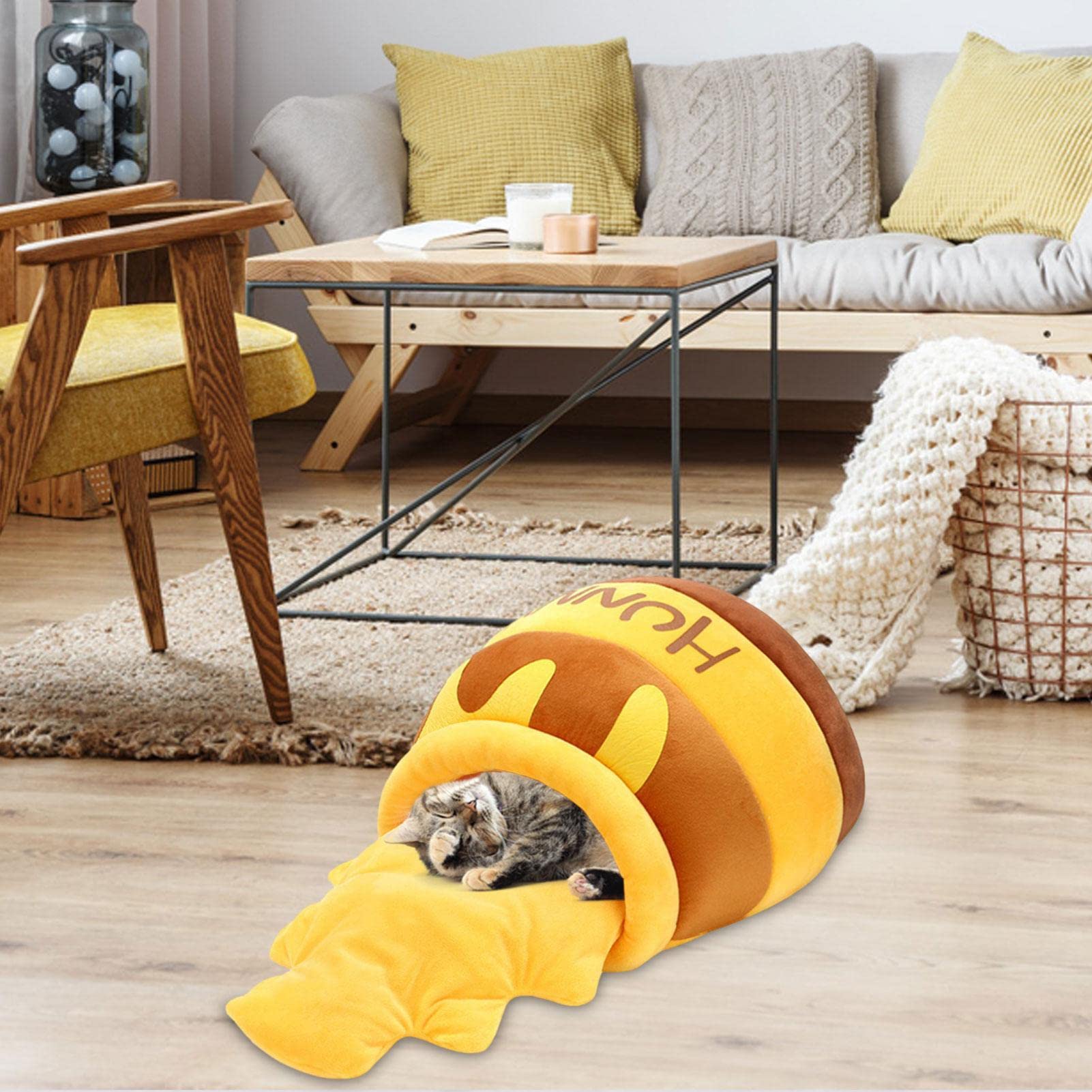 a tenda per gatti – cuccia isolata in peluche per gatti | graziosa grotta per gatti in stile barattolo di miele, morbido cuscino per , sicuro rifugio invernale per gatti gatti