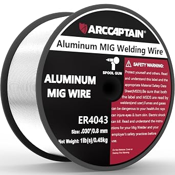 ARCCAPTAIN Silicon Aluminum Welding Wire ER4043 .030" Mig Welding Wire, 1 Pound Spool