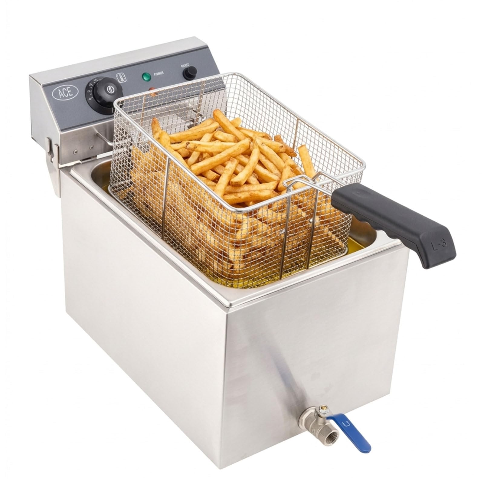 HAKKA 10L Electric Deep Fat Fryer with Faucet, Large Commercial Chips Fryer Single Tank with Drain Tap Baskets &Lids 240V 3000W Temp Control Stainless Steel Frying Machine for French Fries, Donuts
