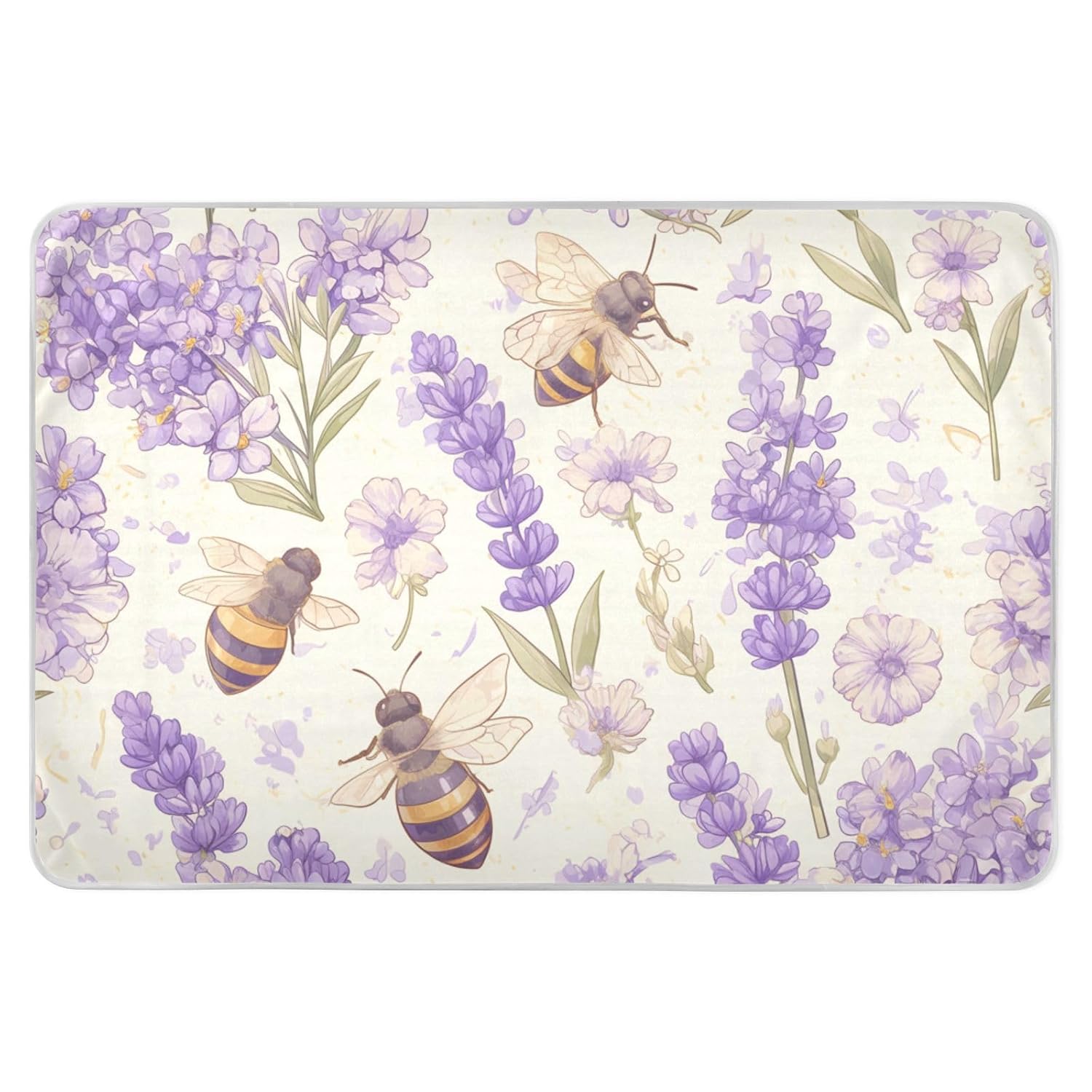 Cartoon Bee Light Purple Summer Potty Training Pad Water Resistant Diaper Changing Mat Portable Cradle Mattress for Children Adults Pets, 52" L x 34" W cama para nios