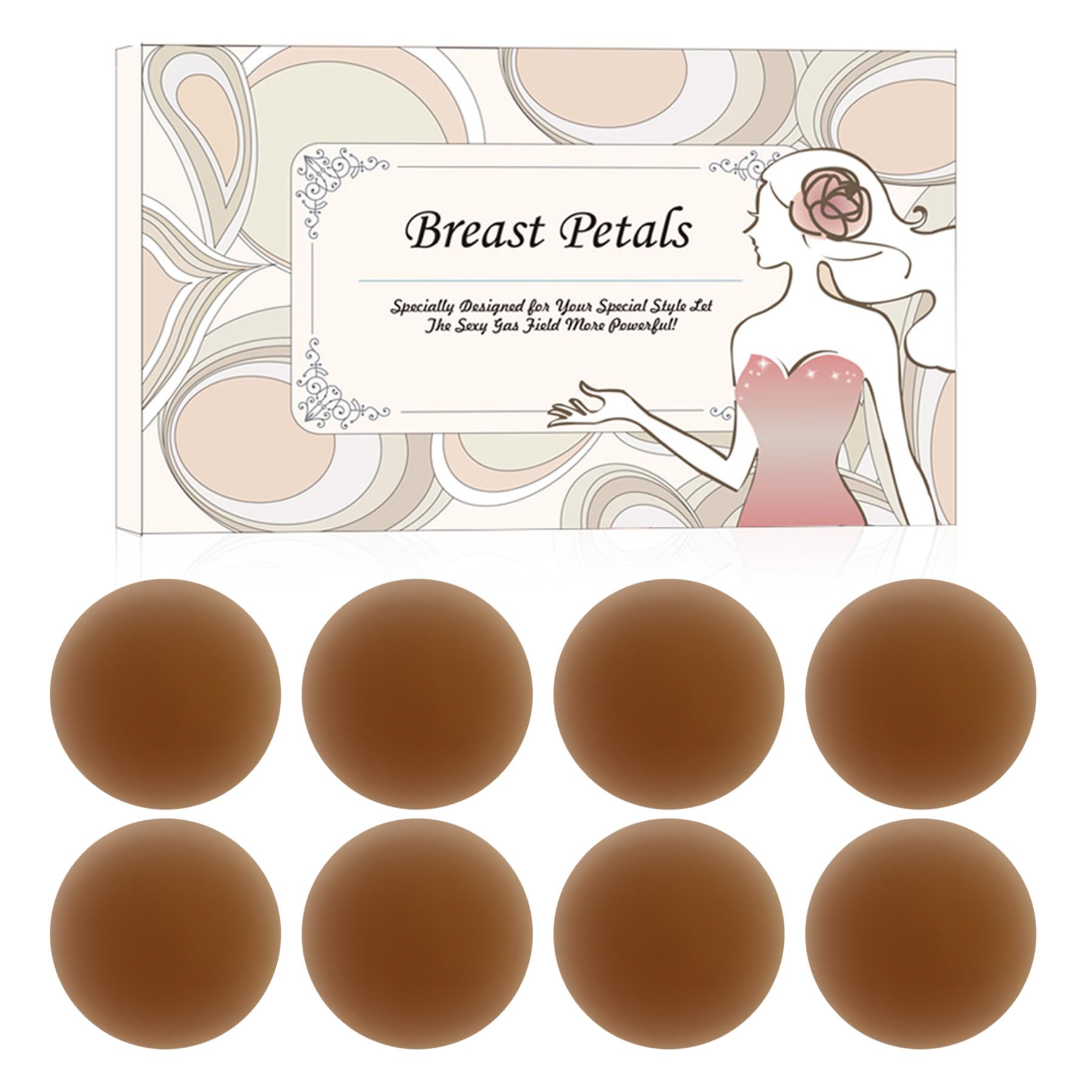 MUQU Nipple Covers Breast - No Show Pasties Reusable Women Sticky Seamless Silicone Breast Covers 4 Pairs Petals