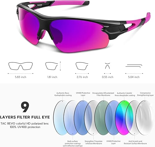 Miniatura 3 de BEACOOL Gafas de sol deportivas polarizadas para hombres y mujeres, jóvenes, béisbol, pesca, ciclismo, correr, golf, motocicleta, lentes Tac UV400