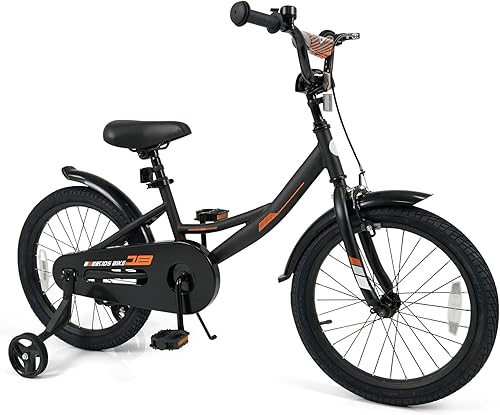 Miniatura 18 de BABY JOY Bicicleta para niños, bicicleta deportiva de 12 a 18 pulgadas con ruedas de entrenamiento extraíbles, asiento y manubrio ajustables, freno