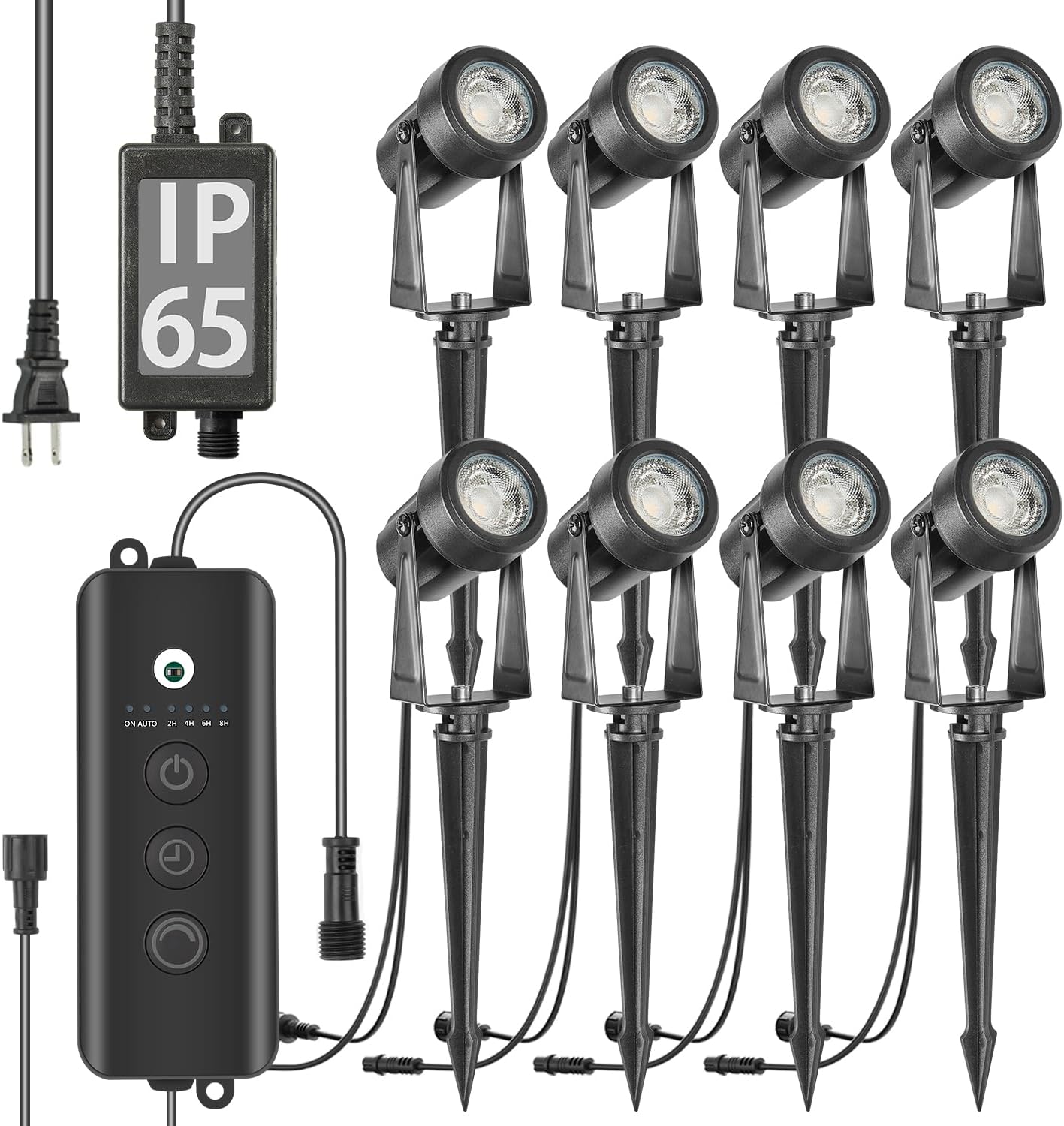 SUNTHIN Outdoor Landscape Lighting with Dusk to Dawn Sensor Controller, 8 Pack