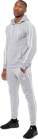 Enzo Mens Full Tracksuit Set Striped Pullover Hoodie Casual Hoody Top Fleece Joggers Gym Jogging Bottoms