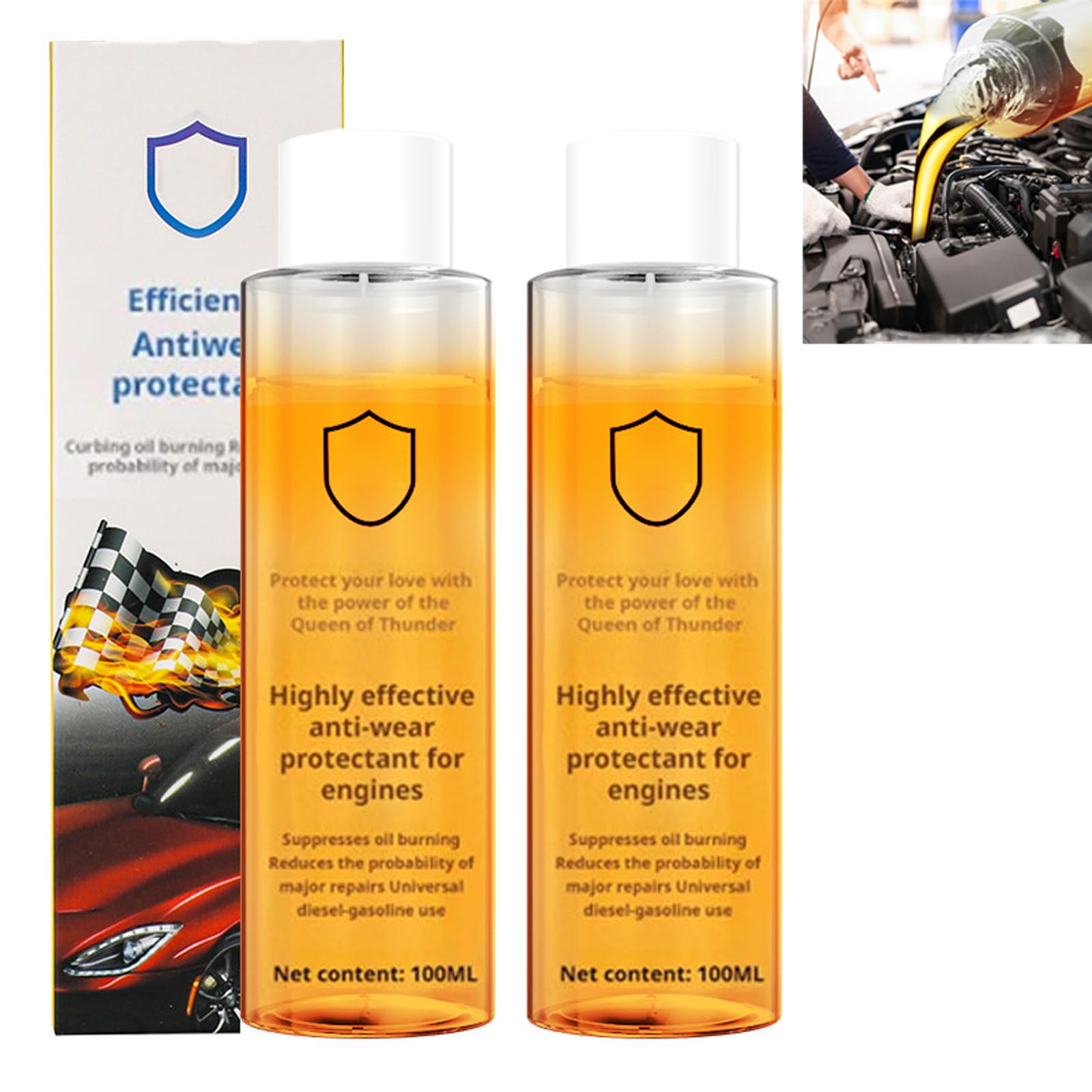 Highly Effective Engine Anti-Wear Protectant, Engine Oil Additive, Engine Protection Anti-Wear Additive Oil, Engine Oil Treatment for Wear and Tear Protection, Oil Additive for Cars, Motorbikes (2PCS)