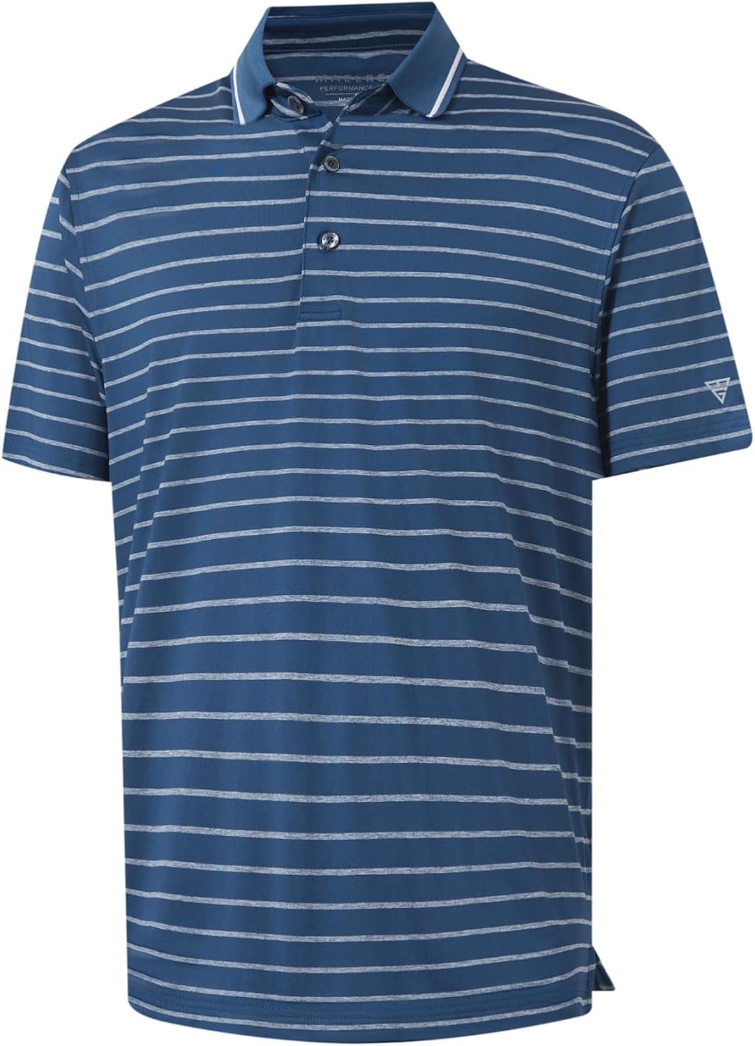 M MAELREG Mens Golf Shirt Short Sleeve Dry Fit Striped Collared Casual Work Performance Moisture Wicking Polo Shirts for Men