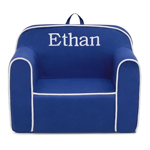 Delta Children Silla Cozee personalizada personaliza con nombre silla de espuma para niños a partir de 18 meses azulblanco