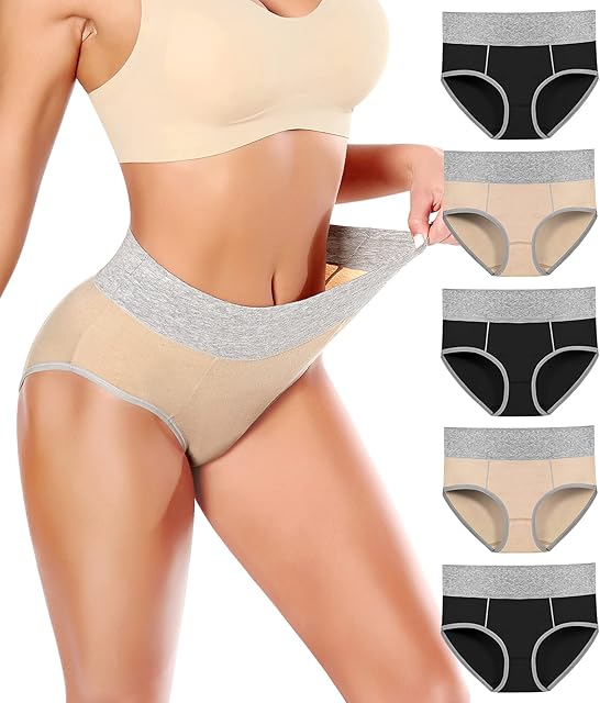 NINGMI Womens Underwear Cotton Knickers Multipack Stretch Full Briefs Comfortable High Waist Ladies Pants