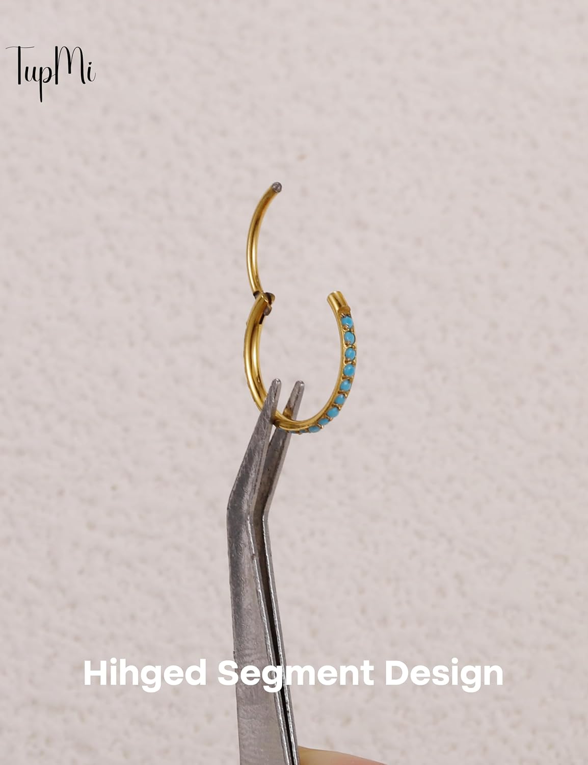 Titanium Nose Rings Hoops 20G Septum Clicker for Women Men Turquoise Hinged Segment Cartilage Lip Helix Septum Ring Nose Piercing Jewelry 6/8/10mm - Image 7